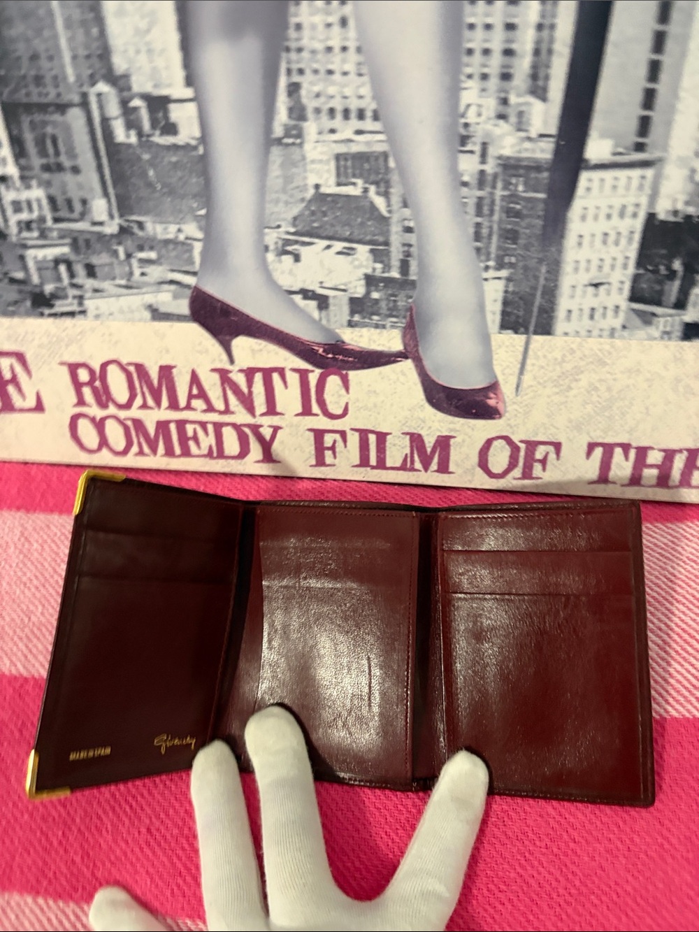 Givenchy Embossed Burgundy Leather Card Holder with Gold Corners - Picture 7 of 10